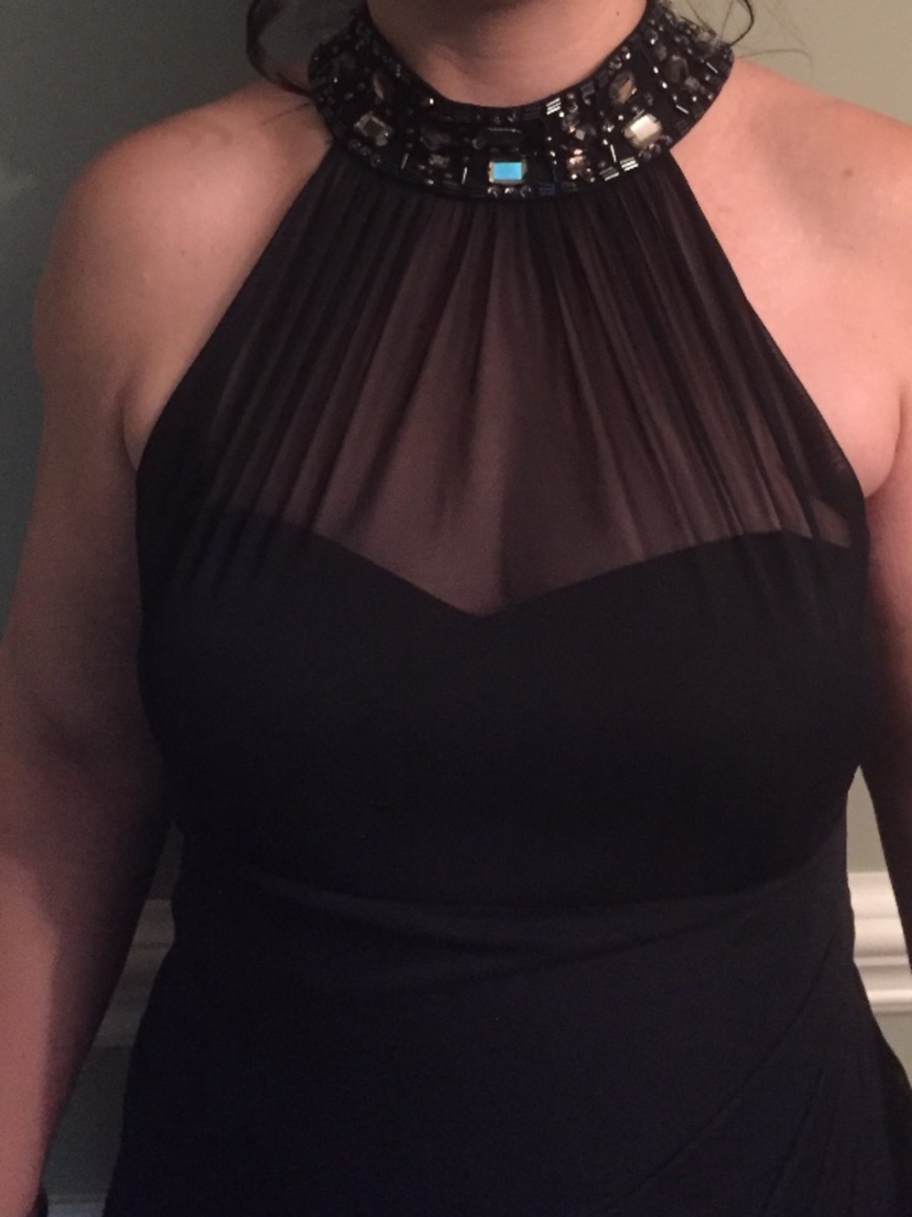 BA Nites Embellished Halter Evening Dress Navy Size 14 Formal Prom Wedding Guest
